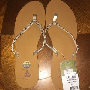 Reef bronze and gold weave flip flops